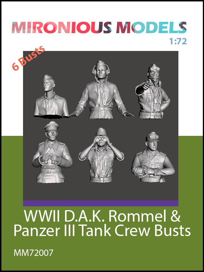 WW2 German DAK Rommel & tank crew - busts