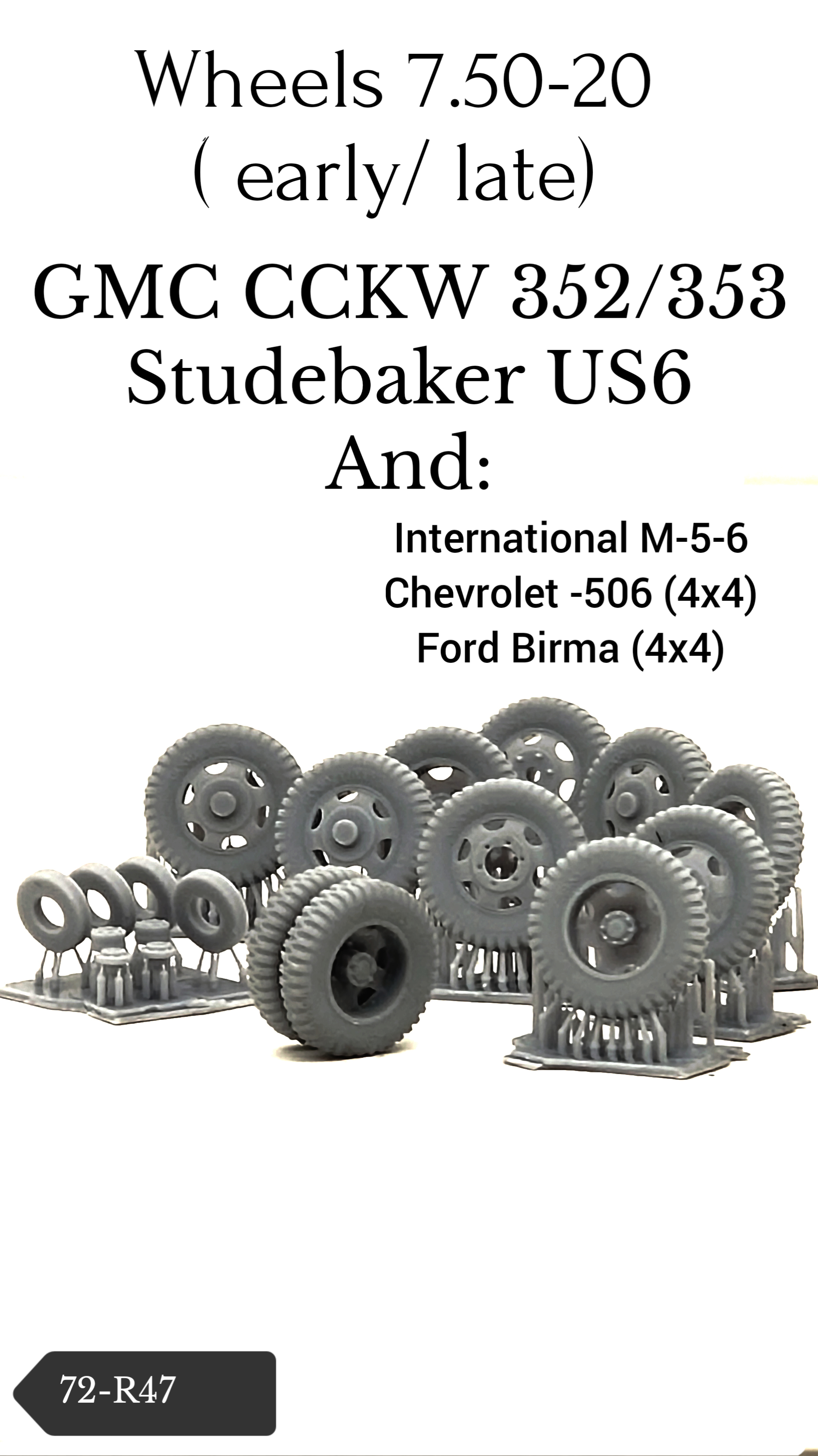 U.S. wheels 7.50-20 GMC/Studebaker/Chevrolet ....
