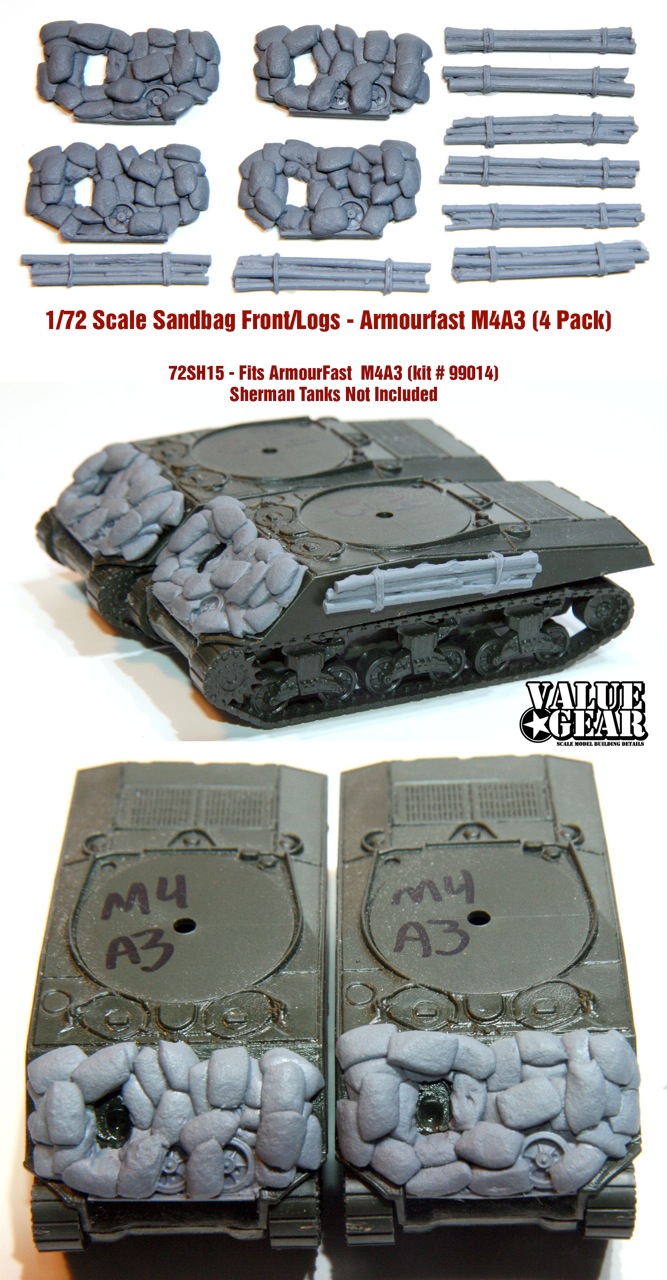 Sherman M4A3 - sandbags / logs (ARMF) - Click Image to Close