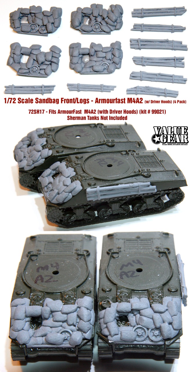 Sherman M4A2 - sandbags / logs (ARMF) - Click Image to Close