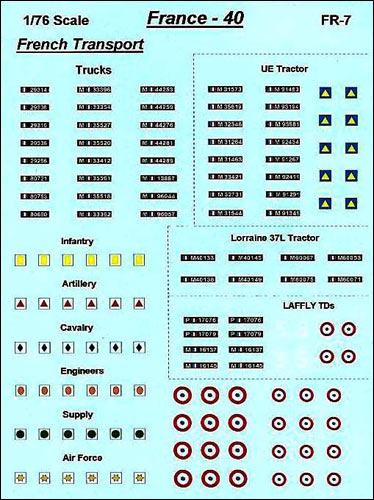French 1940 markings:trucks, tractors and SPG - Click Image to Close