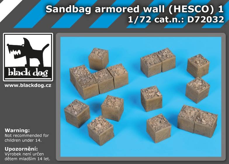Sandbag armored wall (HESCO) - set 1 - Click Image to Close