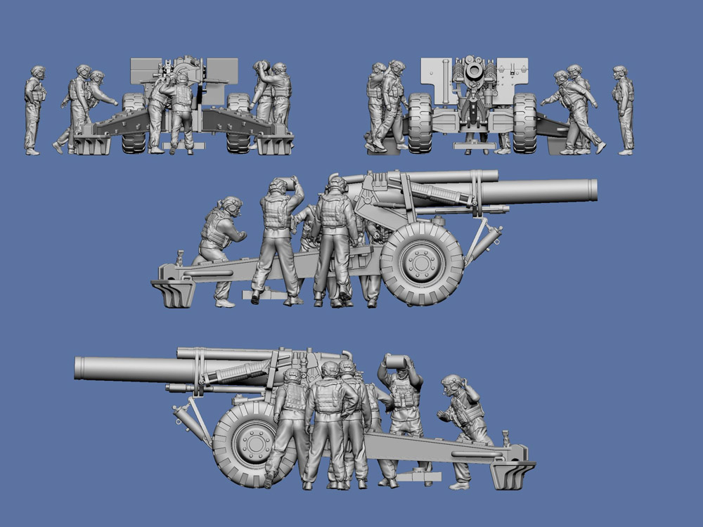US Army 155mm M198 / M777 howtzer crew - loading