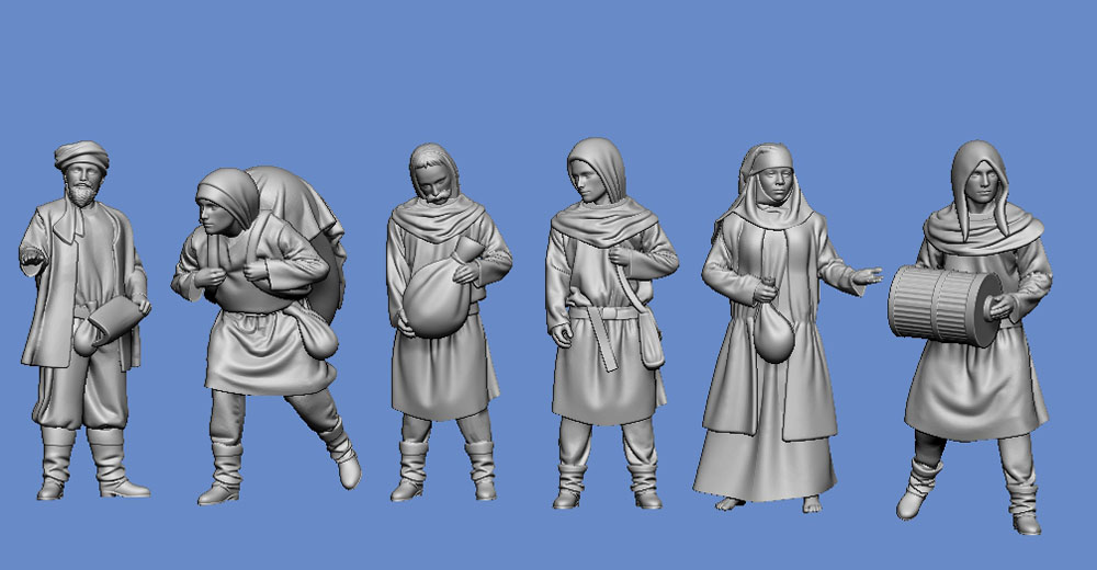Medieval port workers - set 1 - Click Image to Close