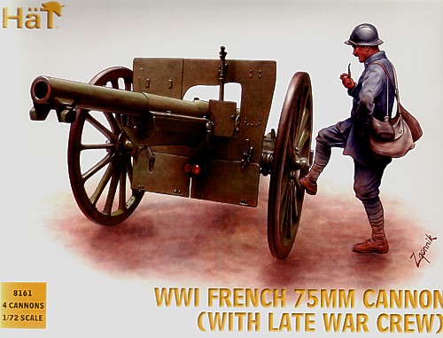 WWI French 75mm gun with crew (helmet) - Click Image to Close