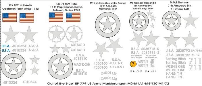 US Army Markings M3- M8 and Sherman M4A1 - Click Image to Close