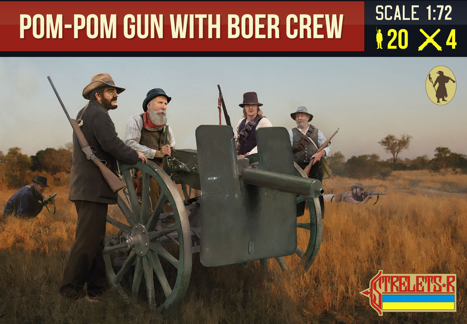 Anglo-Boer War -Pom-Pom Gun with Boer Crew - Click Image to Close