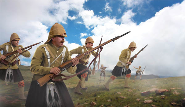 Anglo-Boer War Highlanders in Attack - Click Image to Close