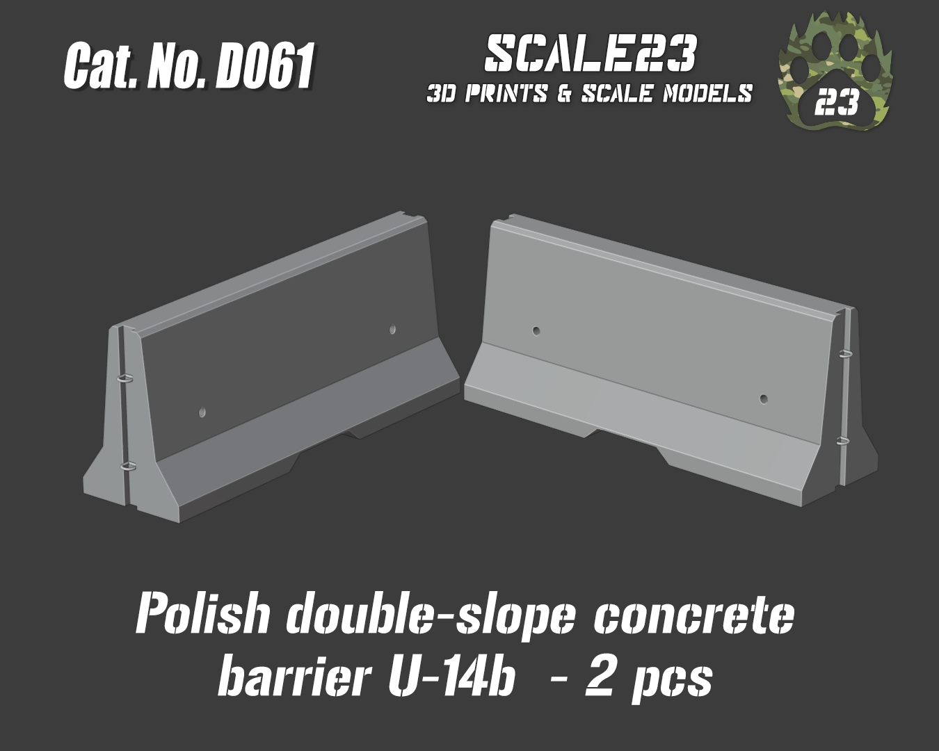 Polish concrete barrier - double-slope (2pc) - Click Image to Close