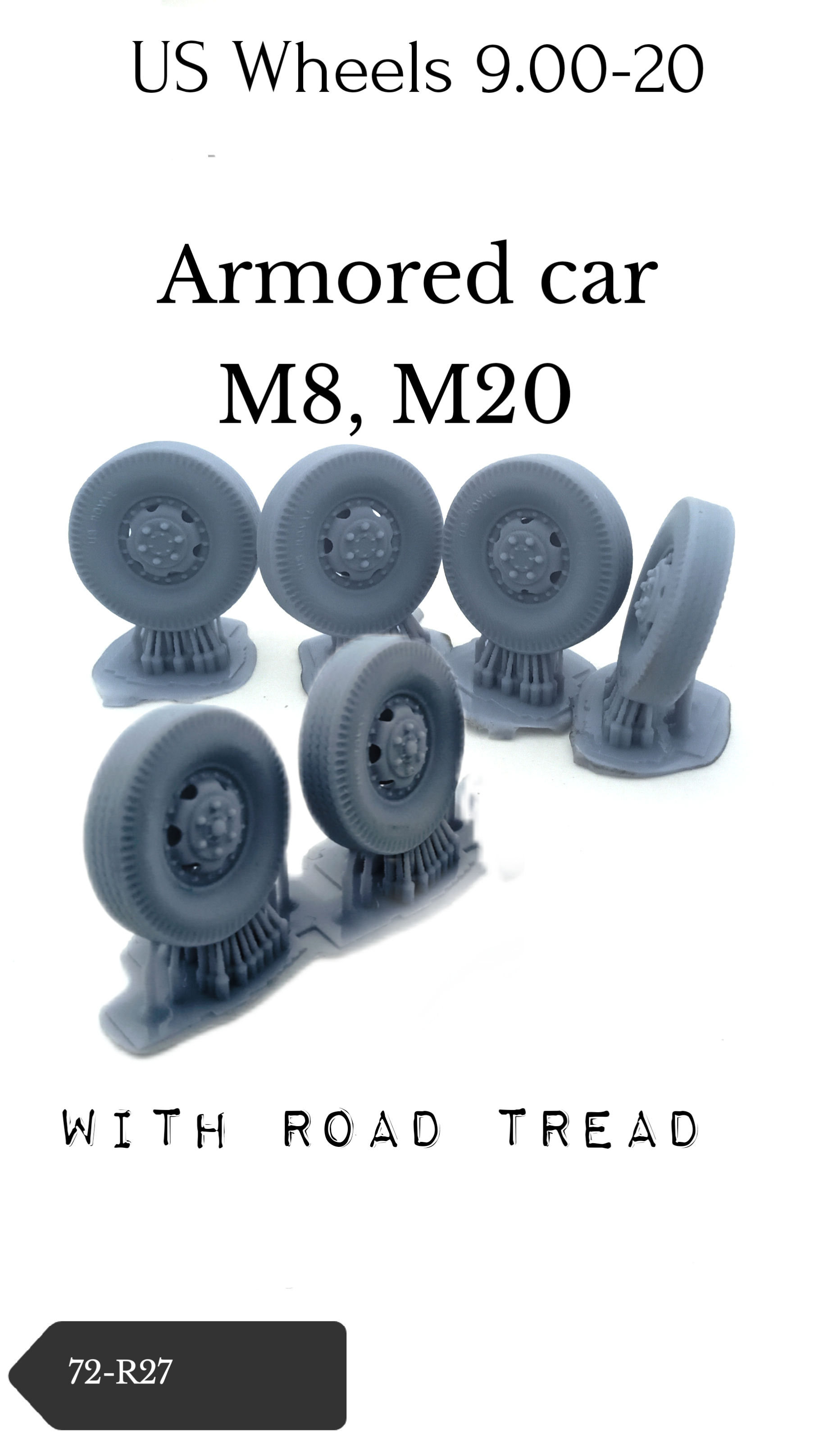 M8 / M20 wheels 9.00-20 with road tyre pattern
