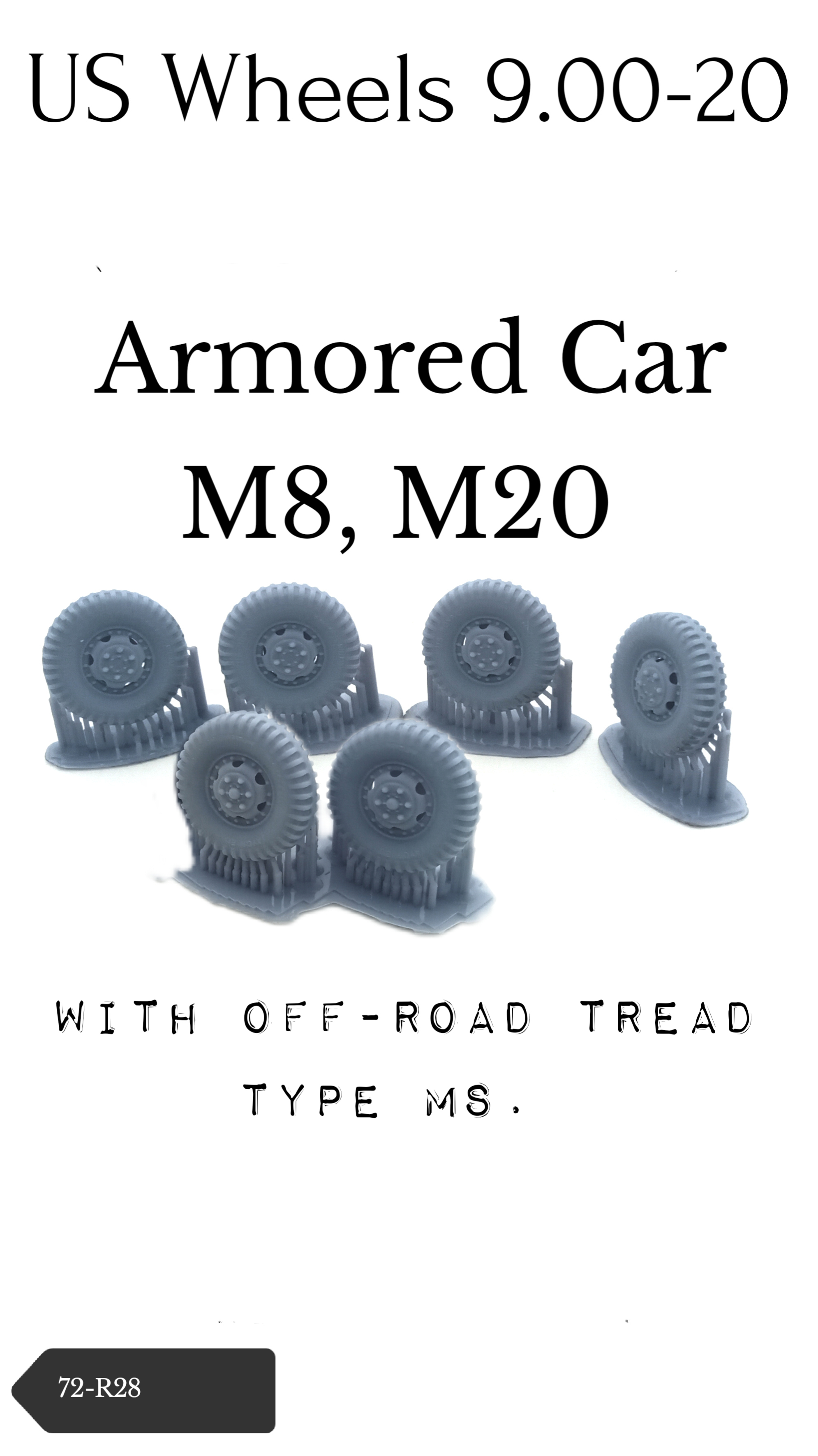 M8 / M20 wheels 9.00-20 with terrain tyre pattern